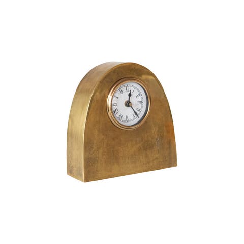 Metal Mantel Clock for Display, Antique Gold