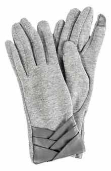 MARCUS ADLER Pleated Faux Leather Jersey Knit Gloves