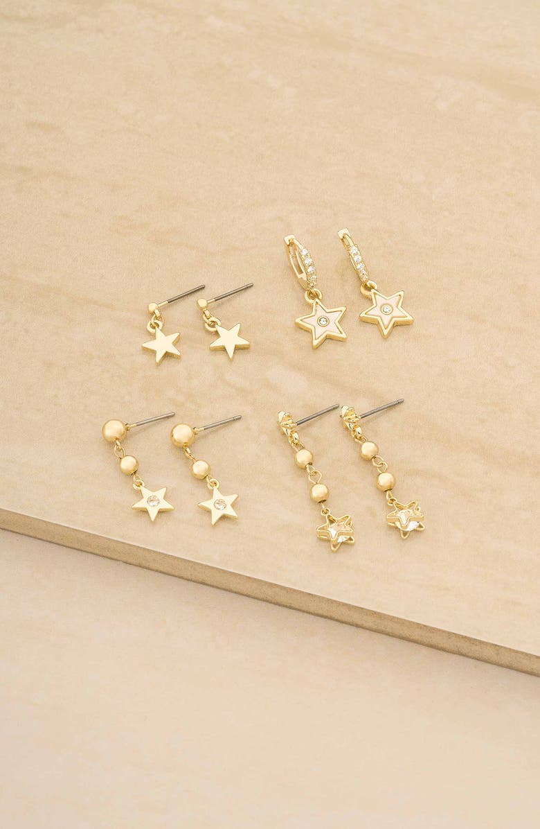 Ettika 4-Pack Star Drop Earrings, Alternate, color, Gold