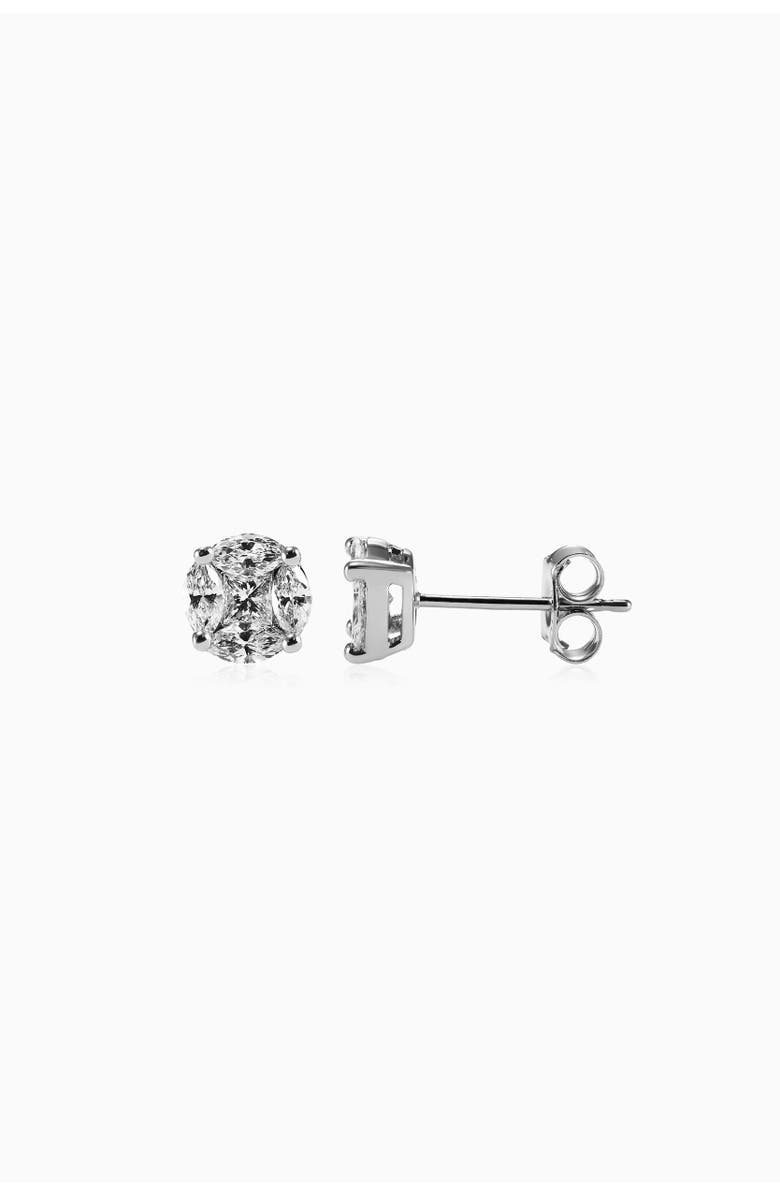 Oradina 14K Gold Illusion Small Diamond Studs, Main, color, White Gold - Diamonds