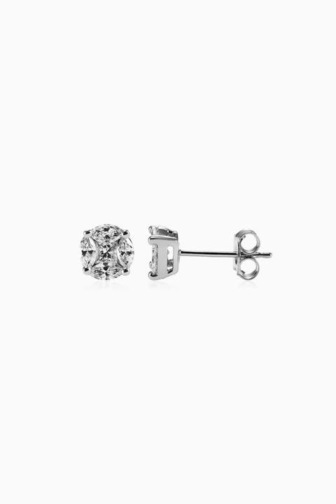 14K Gold Illusion Small Diamond Studs