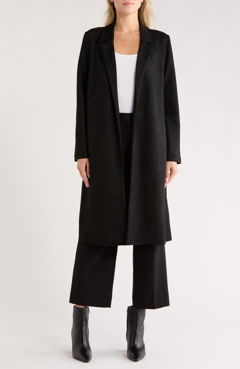 JASON WU Open Front Faux Suede Coat, Main, color, Black