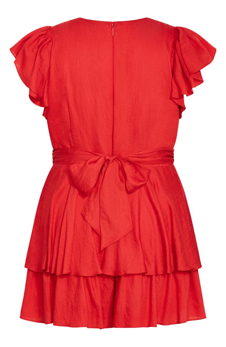 City Chic Sunny Ruffle Romper, Alternate, color, Red