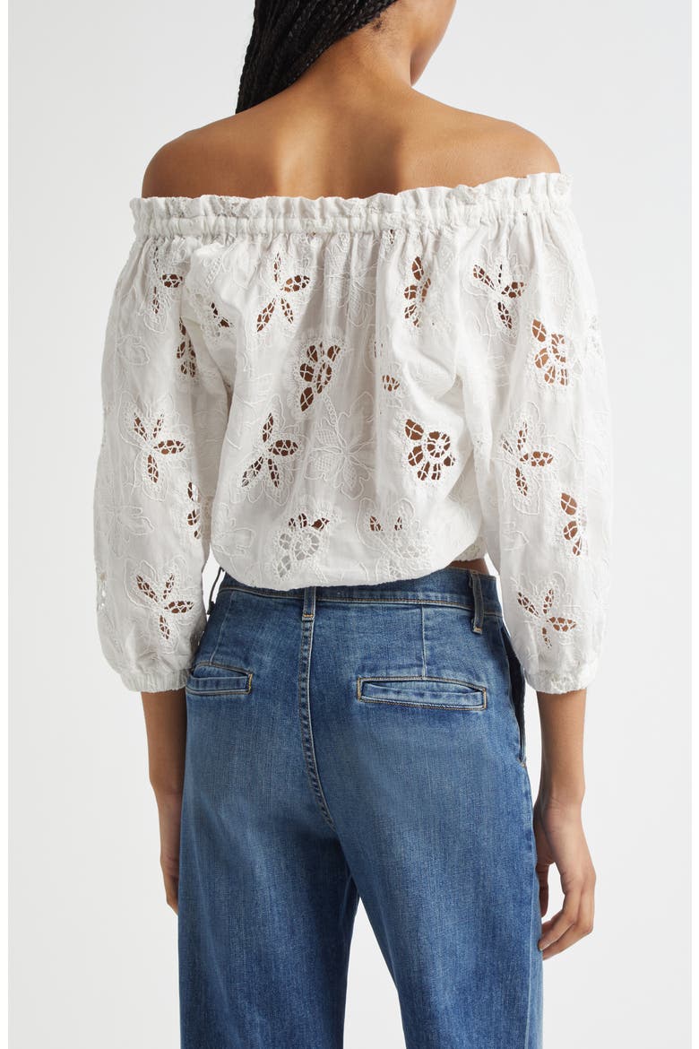 Rosalia Eyelet Off the Shoulder Top, Alternate, color, WHITE FLOWER
