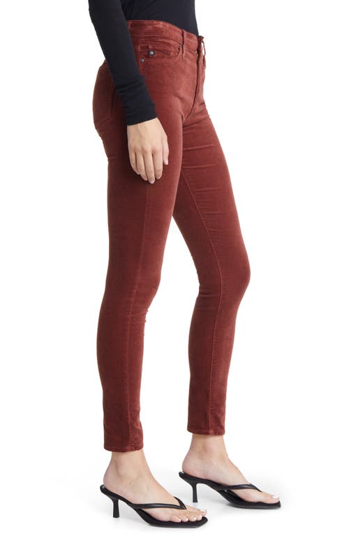 Ag The Farrah High Waist Velvet Jeans In Dark Sangria