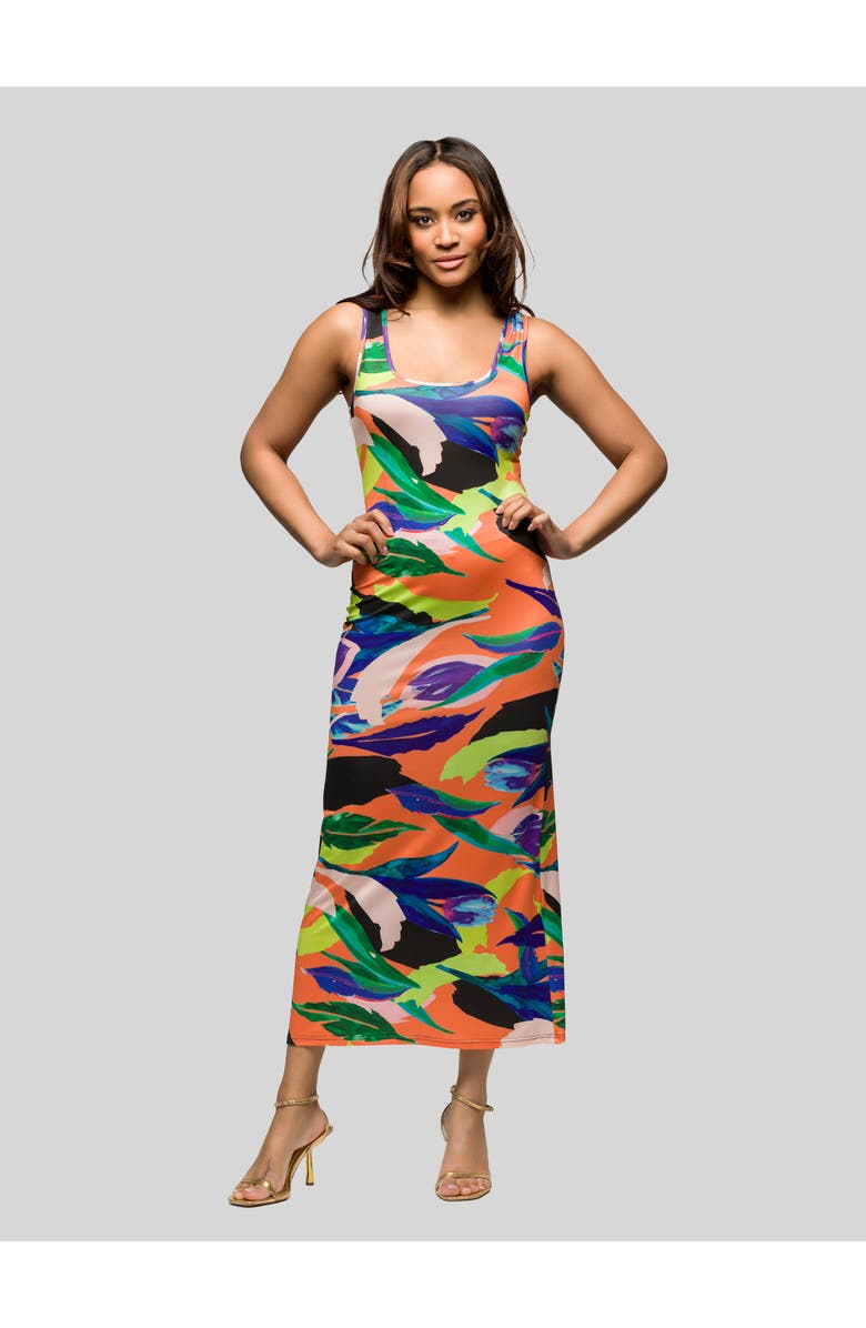 24seven Comfort Apparel Multicolor Razorback Tank Casual Maxi Dress, Main, color,