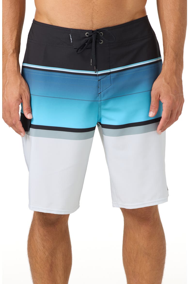 Lennox Stripe Board Shorts, Main, color, FOG