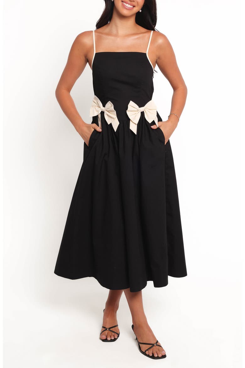 Tia Midi Dress, Main, color, BLACK