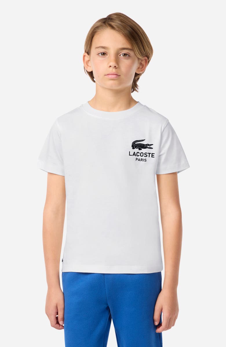 Lacoste Kids' Logo Organic Cotton Graphic T-Shirt, Alternate, color, Farine
