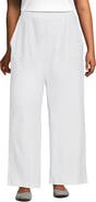 Lands' End Plus Size Knit High Rise Pleated Wide Leg Pants
