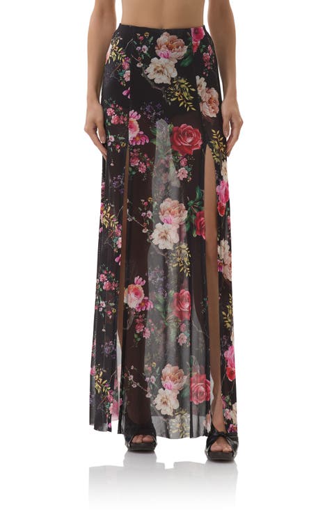 Batien Printed Mesh Maxi Skirt
