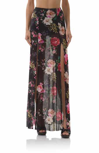 AFRM Batien Printed Mesh Maxi Skirt