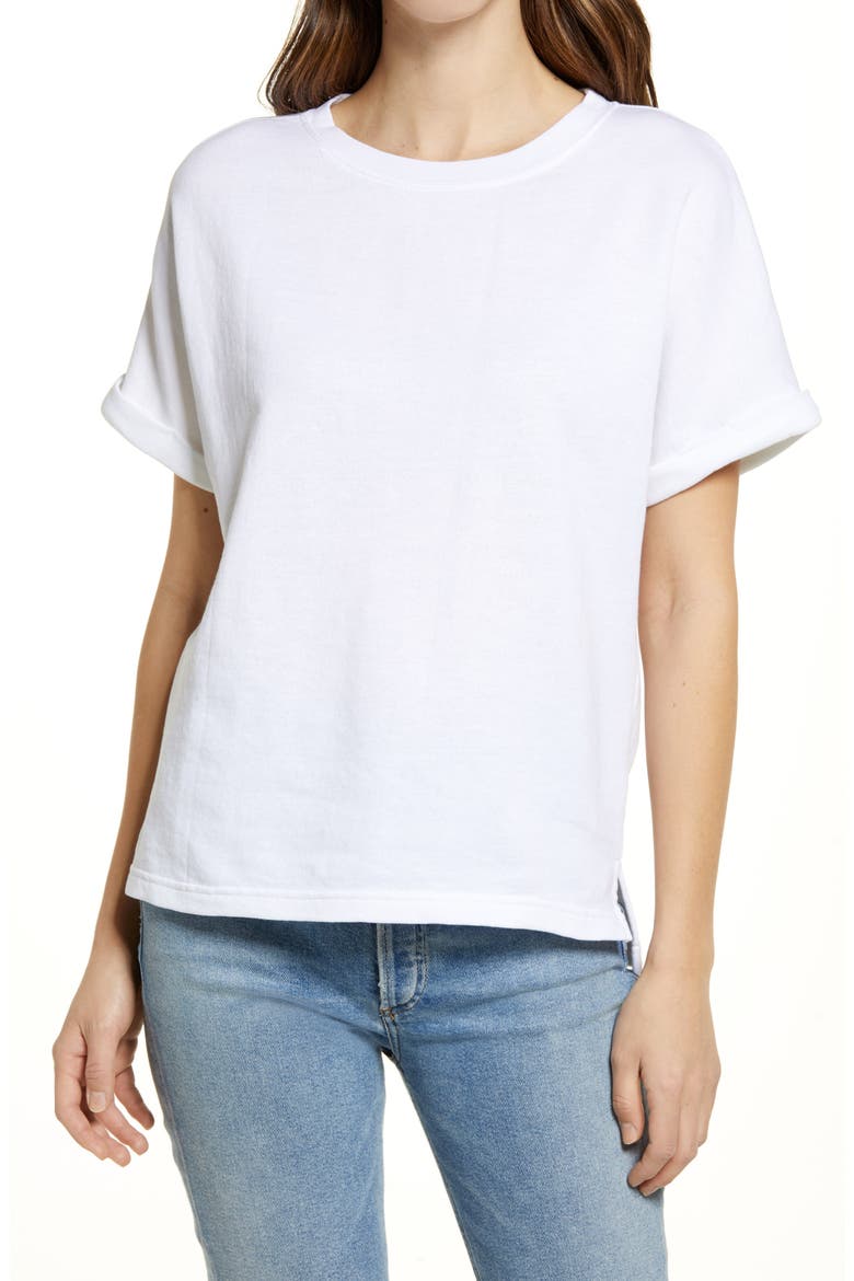 Dolman Sleeve French Terry T-Shirt, Main, color, WHITE