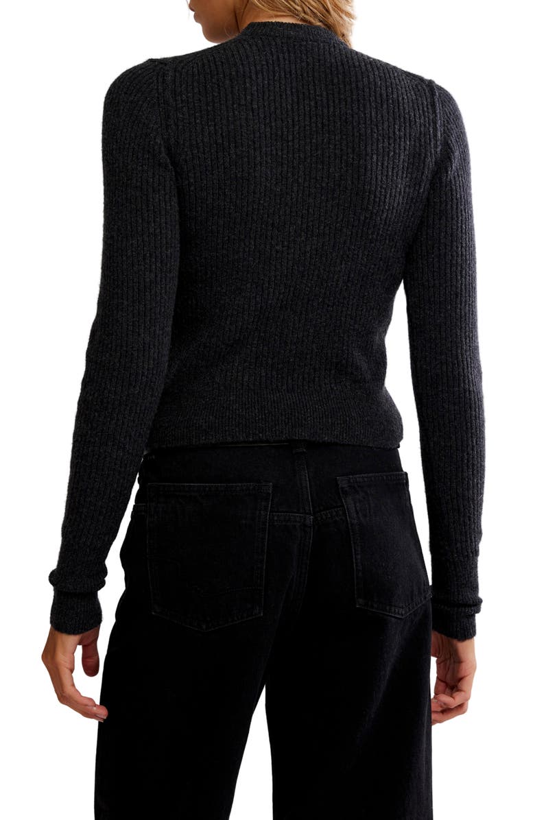 Free People Even After Rib Sweater, Alternate, color, Charcoal