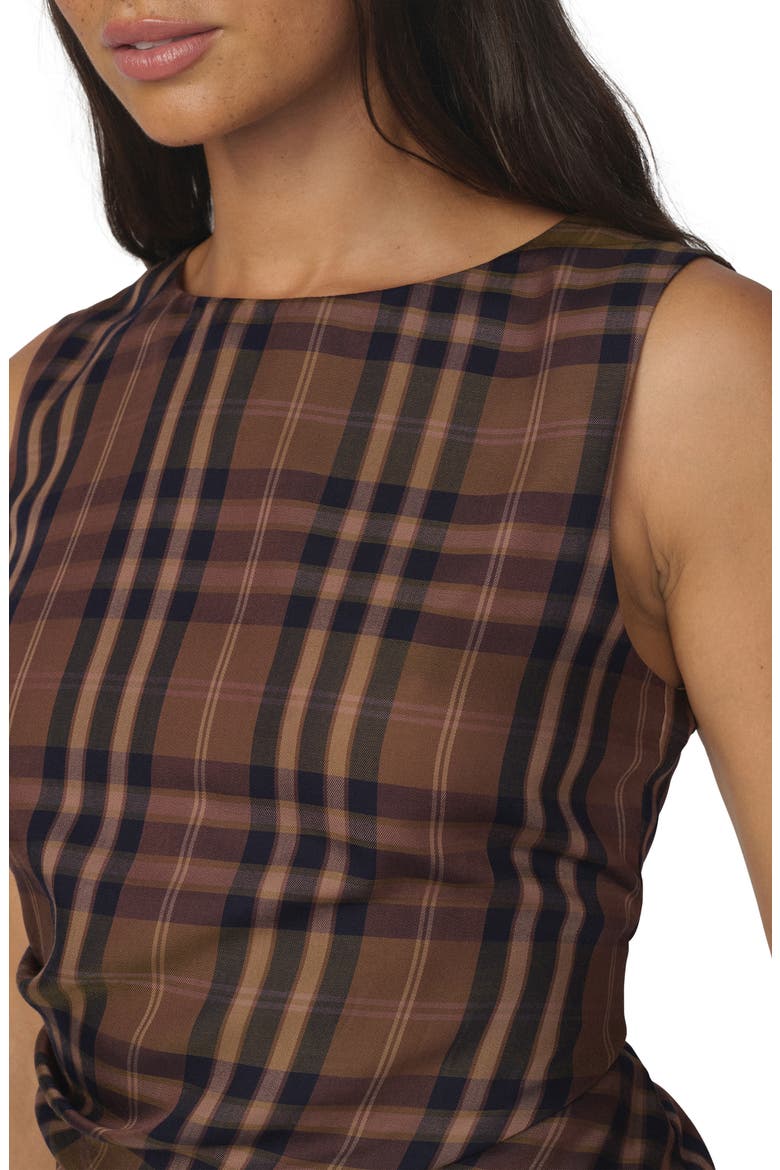 The Meg Ruched Sleeveless Top, Alternate, color, CAMEL PLAID