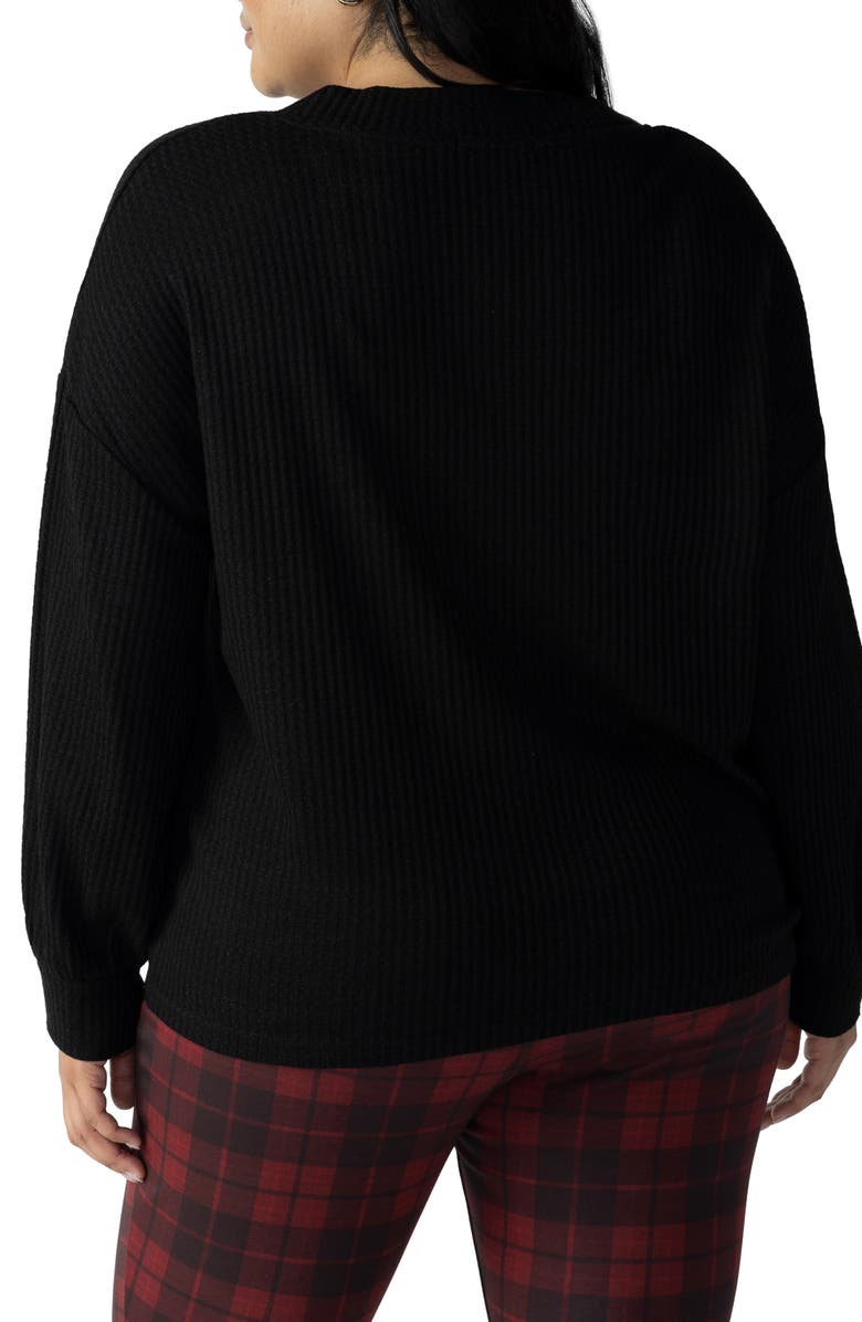 Sanctuary Cozy V-Neck Waffle Knit Tunic, Alternate, color,