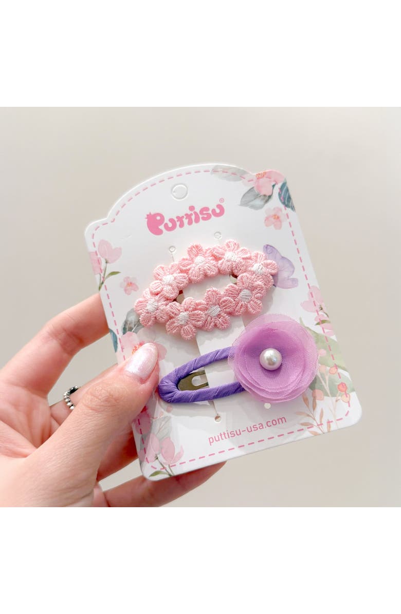 Puttisu Tulle Blossom Charm Hair Clip Set of 5, Alternate, color, Pink & Lavender