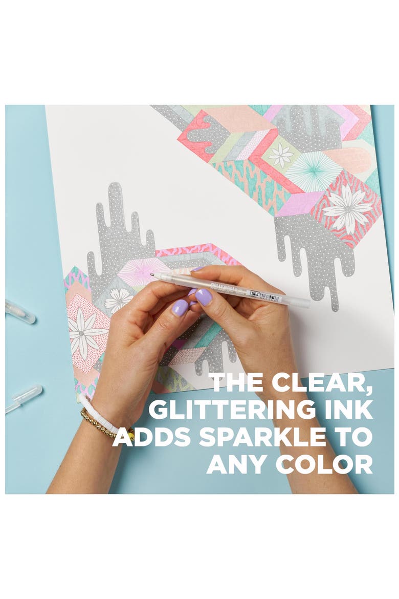 Gelly Roll Stardust Glitter Gel Pens, Clear, Bold Line, 6 Pack, Alternate, color, Multicolor