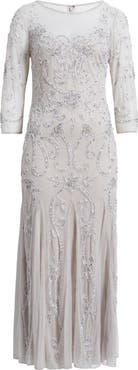 Pisarro Nights Beaded Illusion Neck Gown