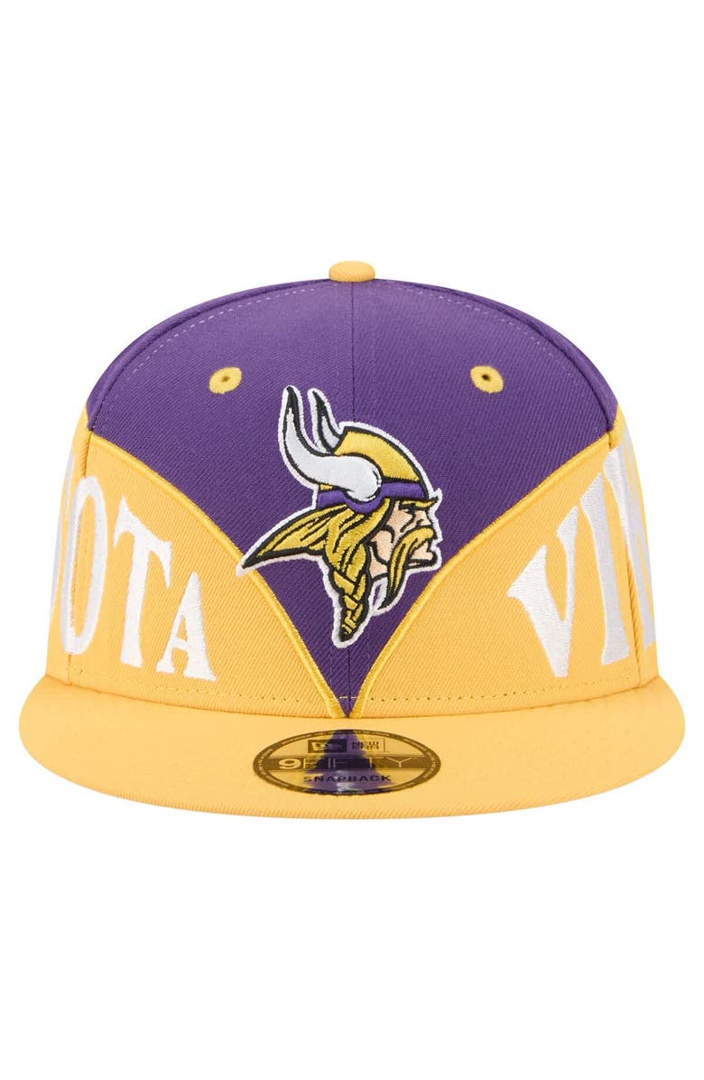 New Era Men's New Era Purple/Gold Minnesota Vikings Split 9FIFTY Snapback Hat, Alternate, color, Purple