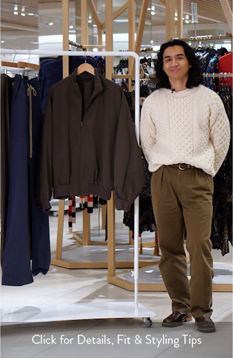 Bonded Stretch Nylon Bomber Jacket, sales video thumbnail