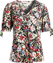 AK ANNE KLEIN Floral Print Short Sleeve Jersey Top