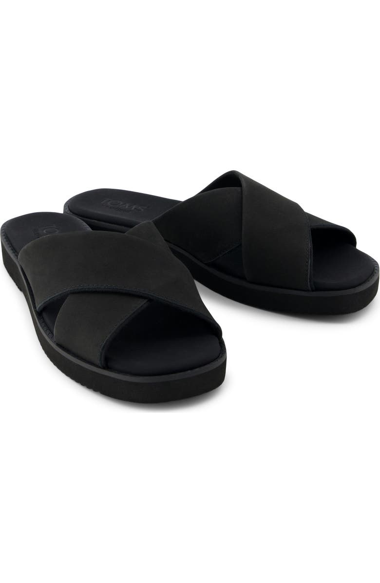 TOMS Mae Crossover Slide Sandal, Alternate, color, Black