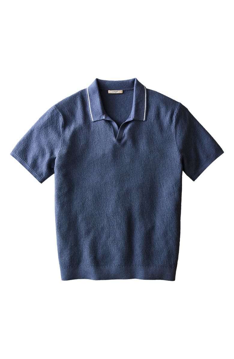Marine Layer Greyson Short Sleeve Polo Sweater, Alternate, color, Vintage Indigo