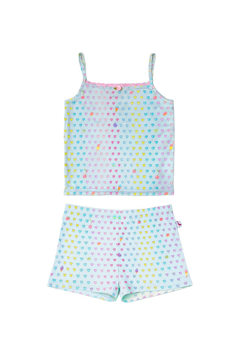 Aqua Heart Print Cami Jersey PJ, Main, color, Aqua