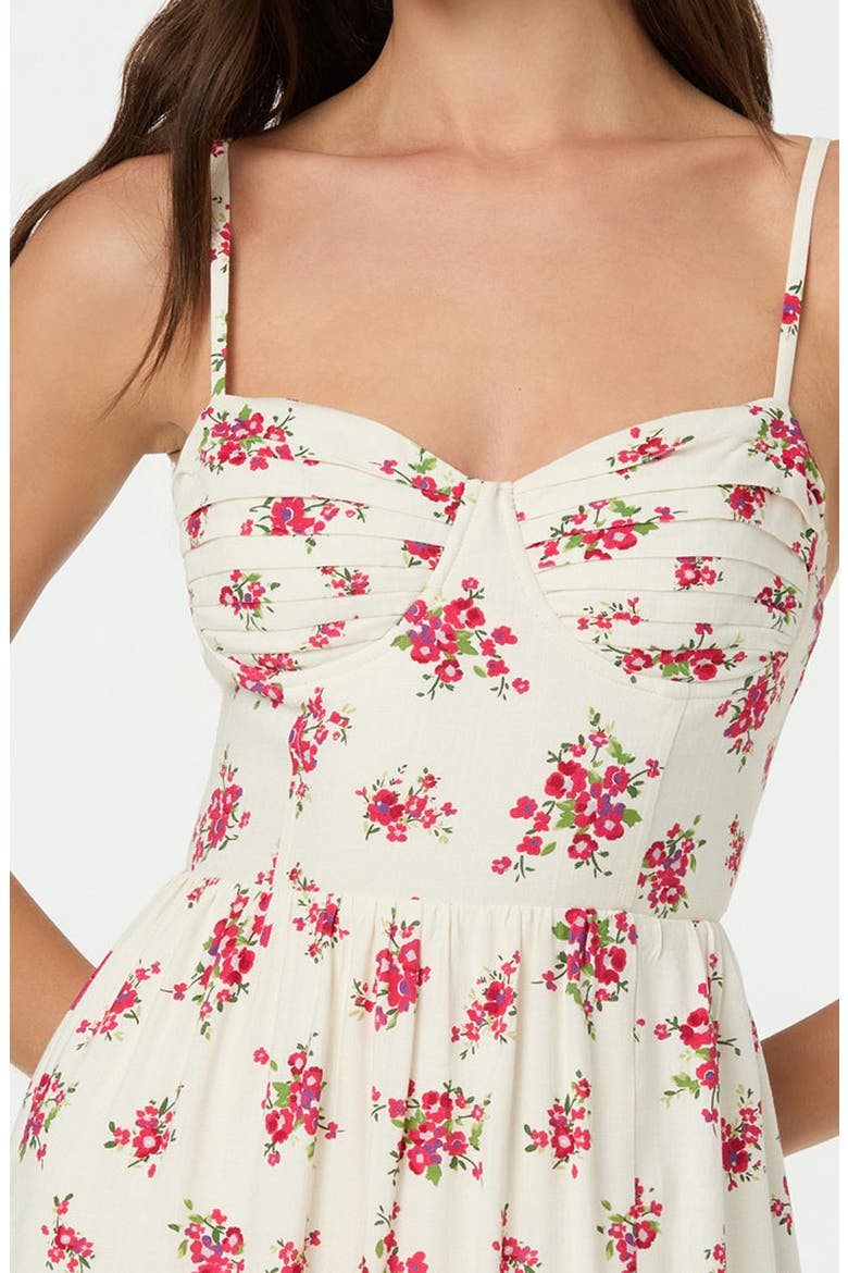 Floral Pleated Bust Fit & Flare Sundress, Alternate, color, RED FLORAL