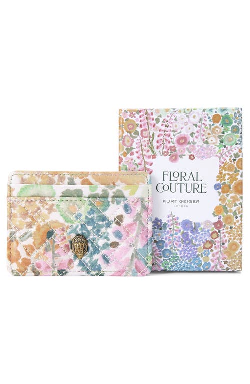 Kurt Geiger London Kensington Floral Couture Quilted Leather Card Holder In Floral Multi