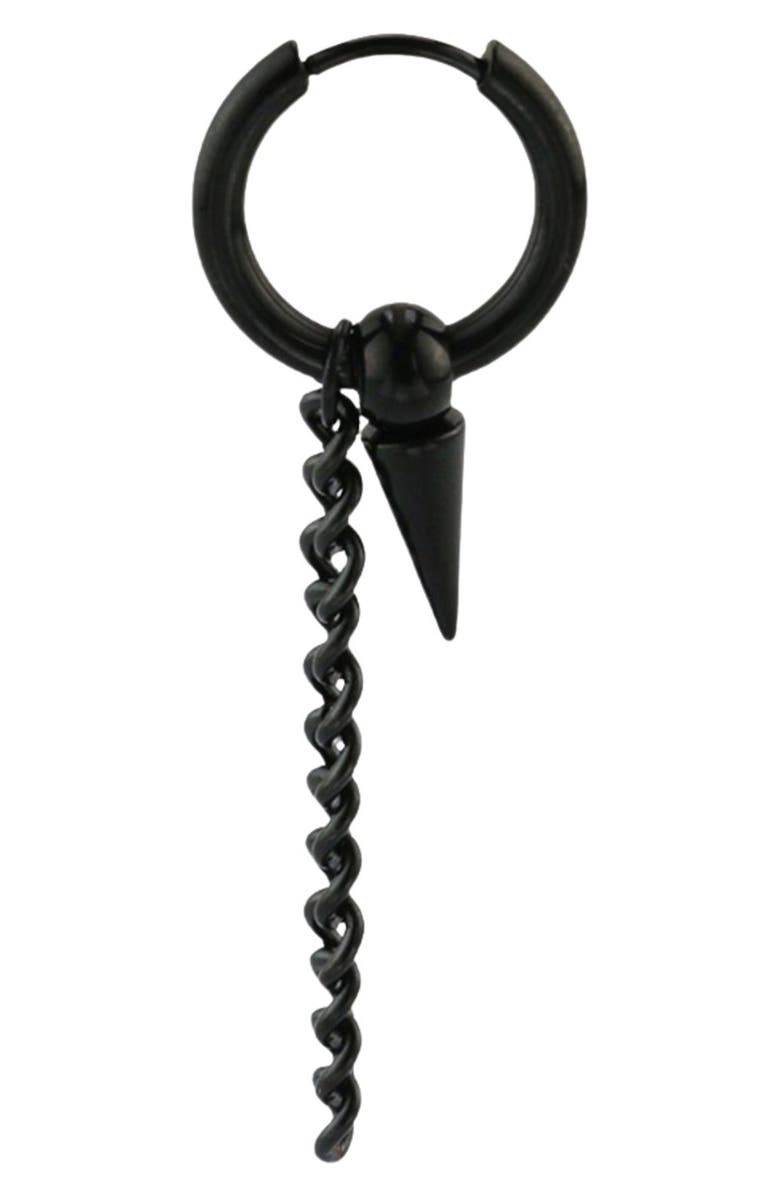 REBL Spike Chain Drop Huggie Hoop Earrings, Alternate, color, Silver/ Grey