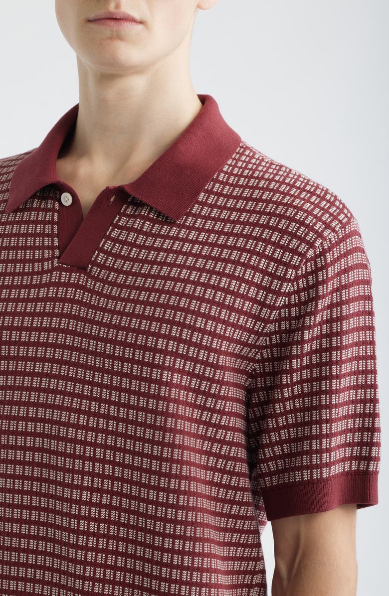 Madewell Jacquard Sweater Polo, Alternate, color, Dusty Merlot