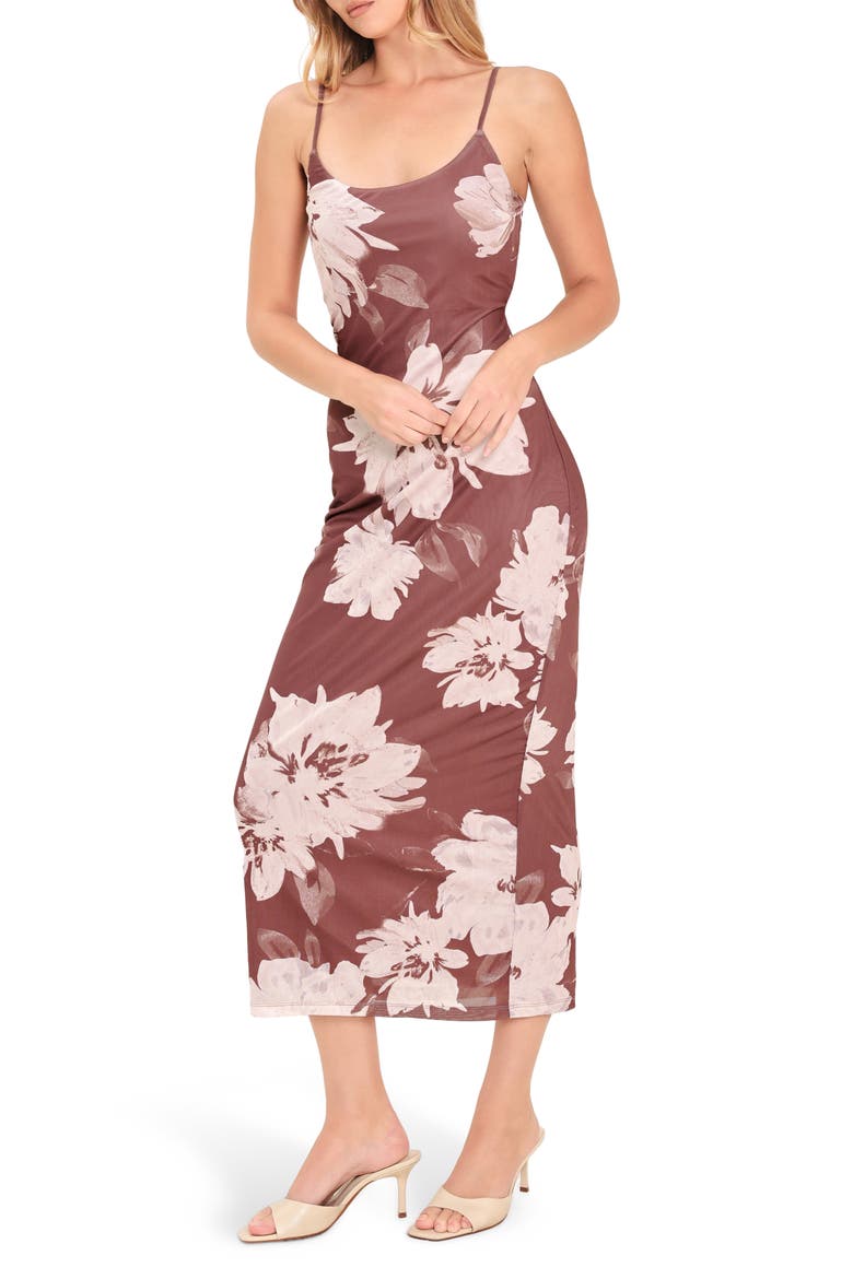 Sleeveless Mesh Print Dress, Alternate, color, REDBEAN