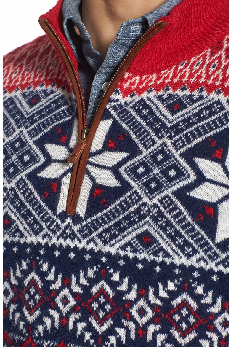 Fair Isle Quarter Zip Sweater, Alternate, color, DEEP BAY