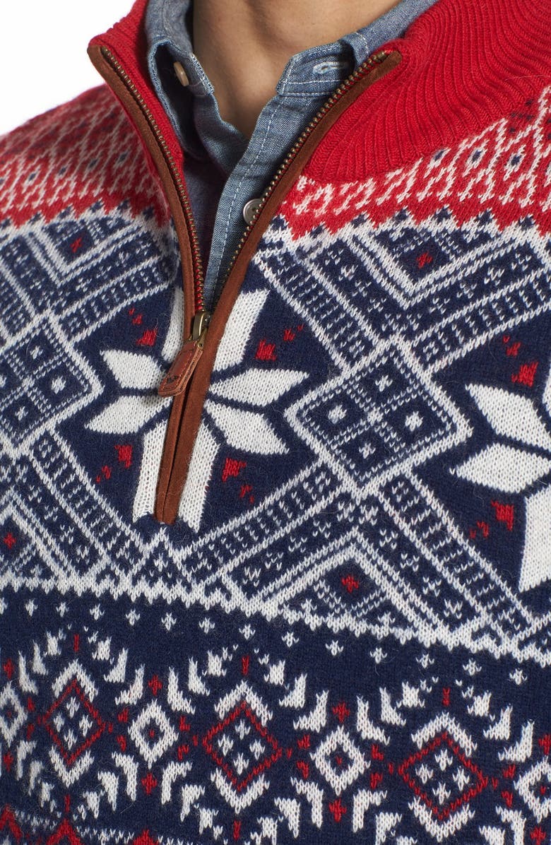 vineyard vines Fair Isle Quarter Zip Sweater, Alternate, color, 