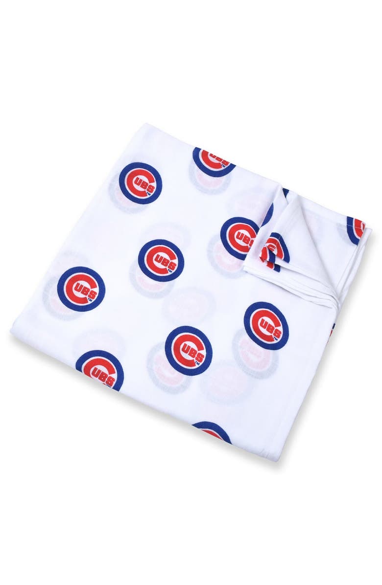 Three Little Anchors Infant Three Little Anchors White Chicago Cubs 47'' x 47'' Muslin Swaddle Blanket, Main, color, White