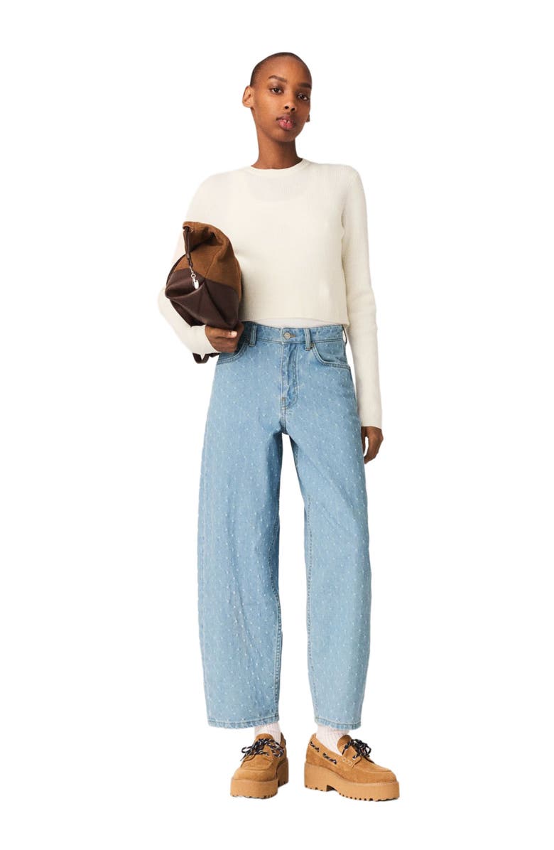 maje Jewel-button back sweater, Alternate, color, Ecru