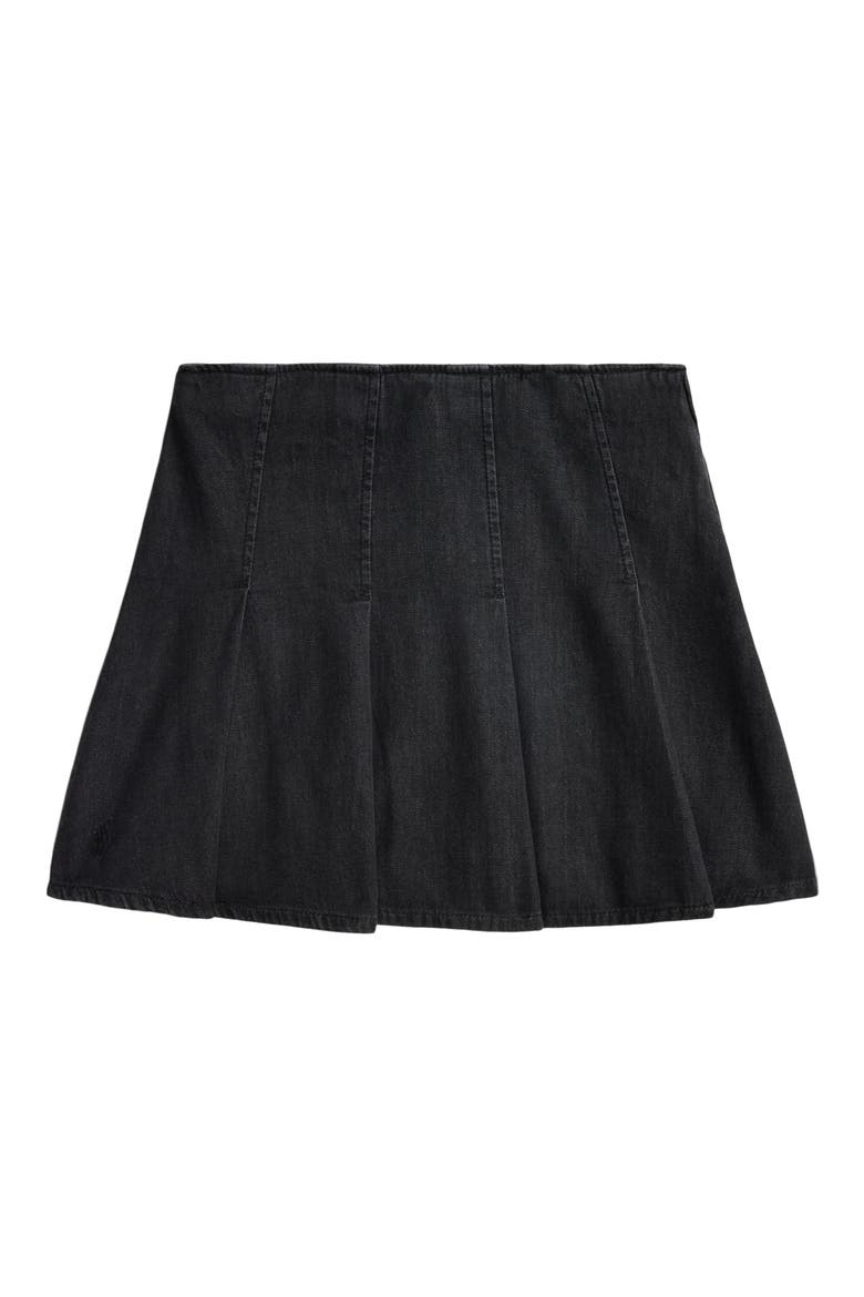 Kids' Pleated Denim Skirt, Main, color, BLACK