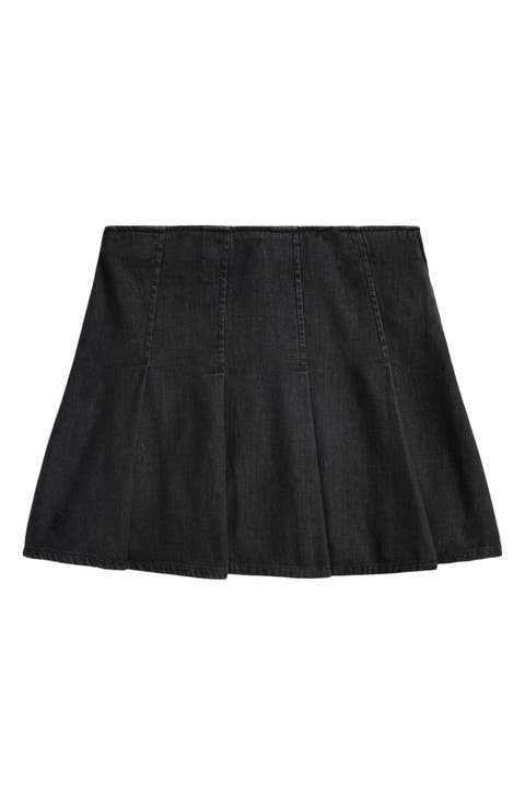 Kids' Pleated Denim Skirt (Big Kid)