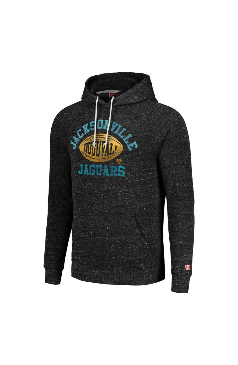 Homage Unisex Homage  Heather Charcoal Jacksonville Jaguars Hyperlocal Raglan Pullover Hoodie, Alternate, color, Heather Charcoal