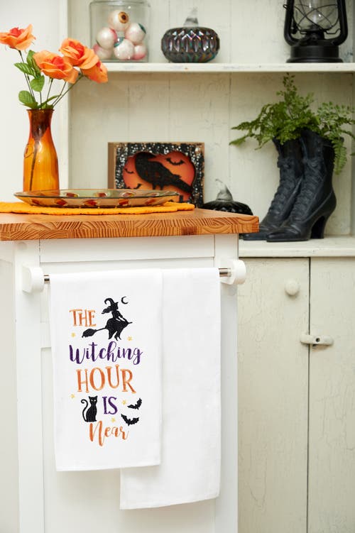 C & F Home C&f Home The Witching Hour Halloween Cotton Embroidered Flour Sack Kitchen Towel In White