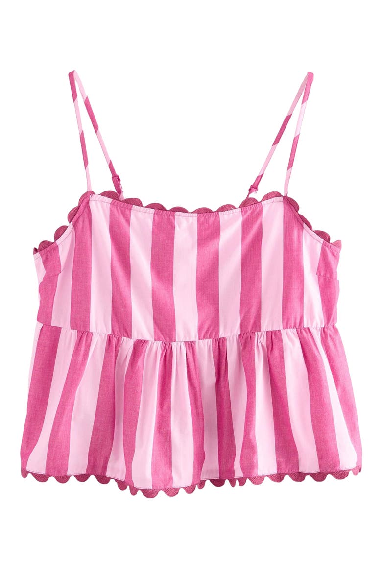 Stripe Scallop Hem Cotton Camisole, Alternate, color, PINK