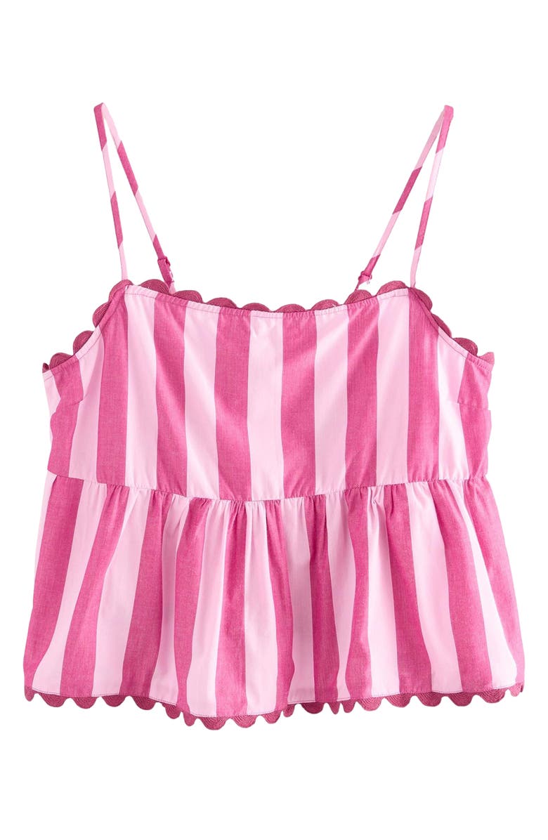 NEXT Stripe Scallop Hem Cotton Camisole, Alternate, color, Pink