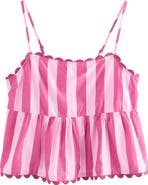 NEXT Stripe Scallop Hem Cotton Camisole