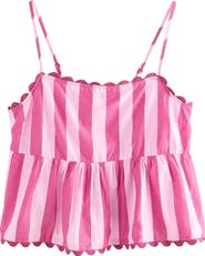 NEXT Stripe Scallop Hem Cotton Camisole