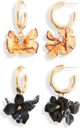 NATASHA Set of 2 Flower Petal Drop Hoop Earrings