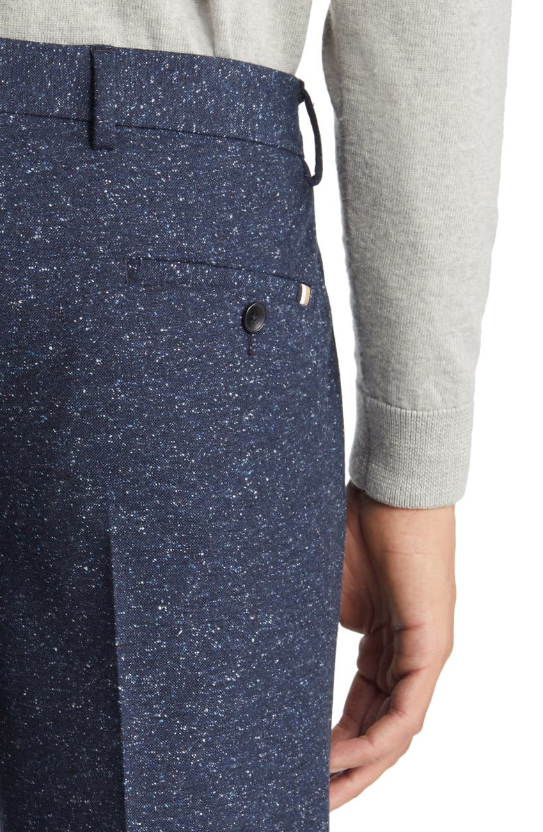 BOSS Genius Flat Front Wool Blend Pants, Alternate, color, Dark Blue