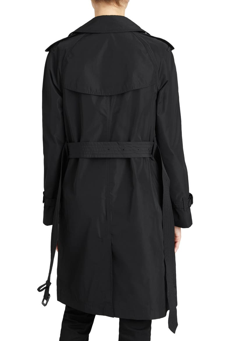 Amberford Taffeta Trench Coat with Detachable Hood, Alternate, color, BLACK