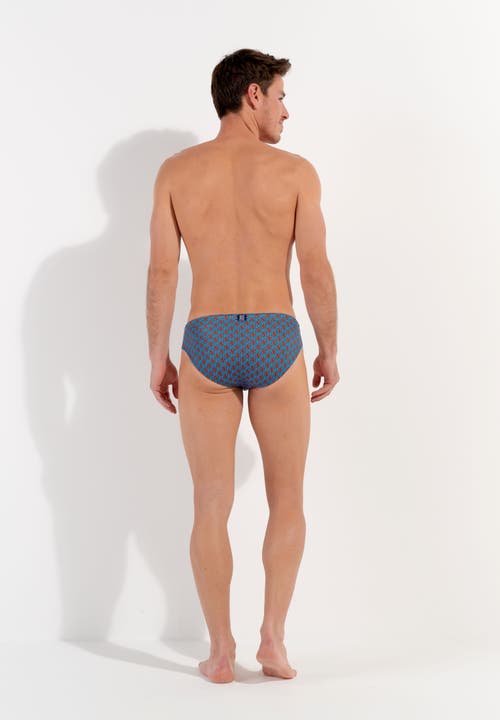 Hom Anglet Swim Mini Briefs In Turquoise Print
